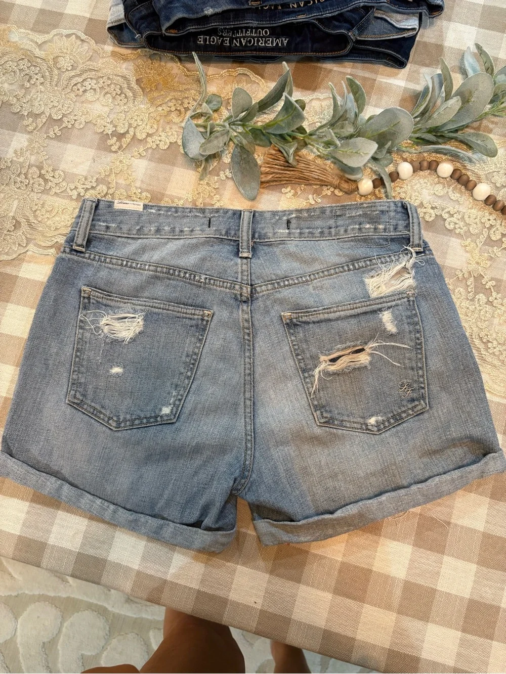 Lovers + Friends Distressed Denim Shorts | Size 28 | 100% Cotton | Premium Denim
